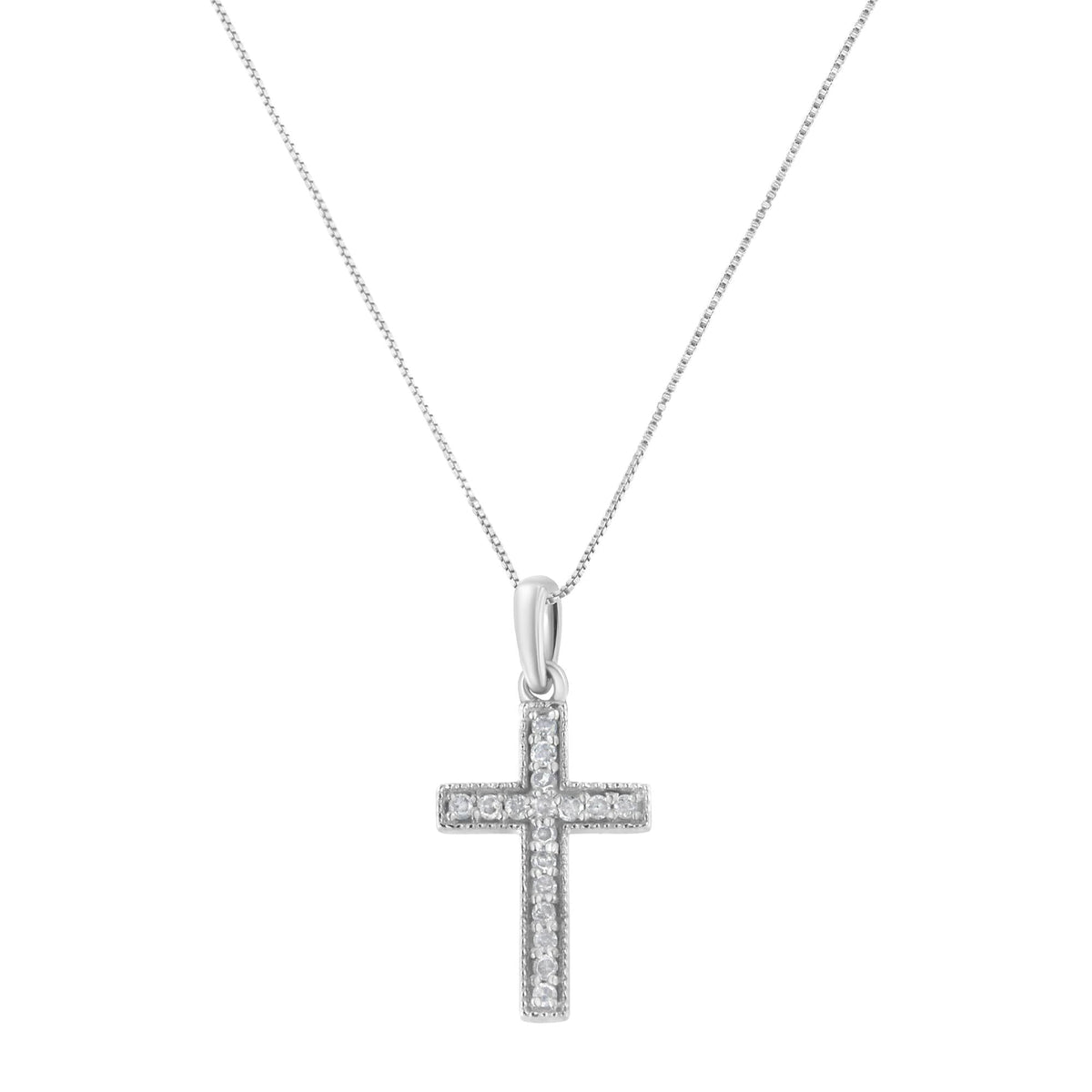 .925 Sterling Silver 1/7 cttw Diamond Cross 18" Pendant Necklace (I-J Color, I3 Clarity) - JackiEaslick
