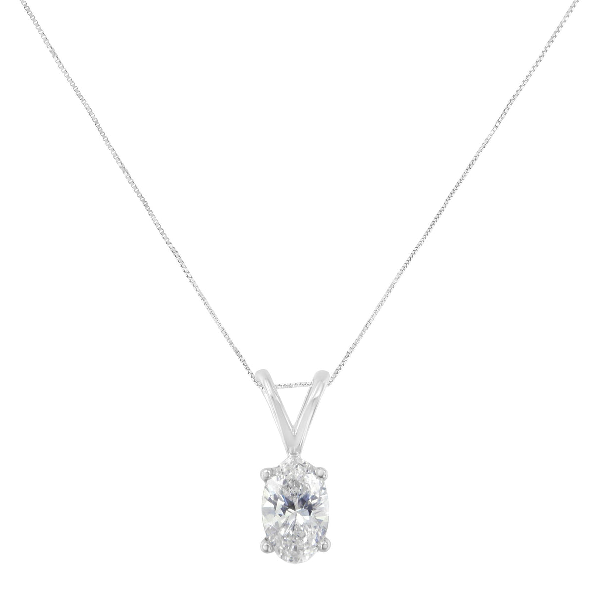 IGI Certified 10KT White Gold Diamond Oval Pendant Necklace (1/3 cttw, H-I Color, SI1-SI2 Clarity)