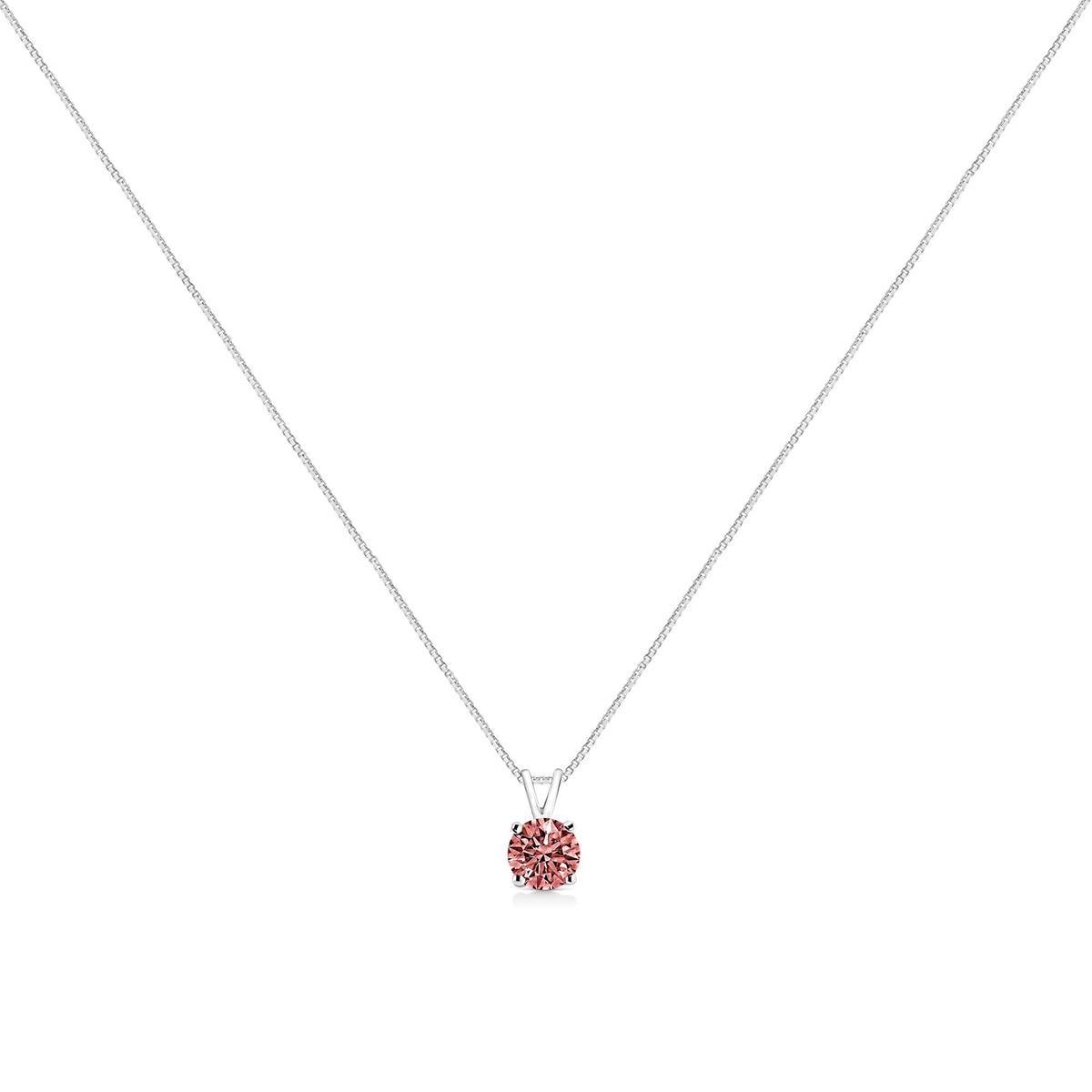 14K White Gold 1/2 Cttw Round Brilliant Cut Lab Grown Diamond 4 Prong Solitaire Pendant Necklace