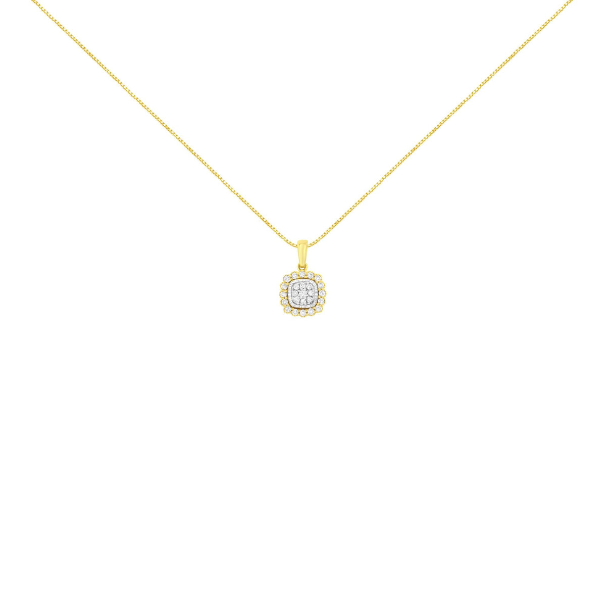 10K Yellow Gold Plated .925 Sterling Silver 1/4 Cttw Diamond 18" Pendant Necklace (I-J Color, I1-I2 Clarity)