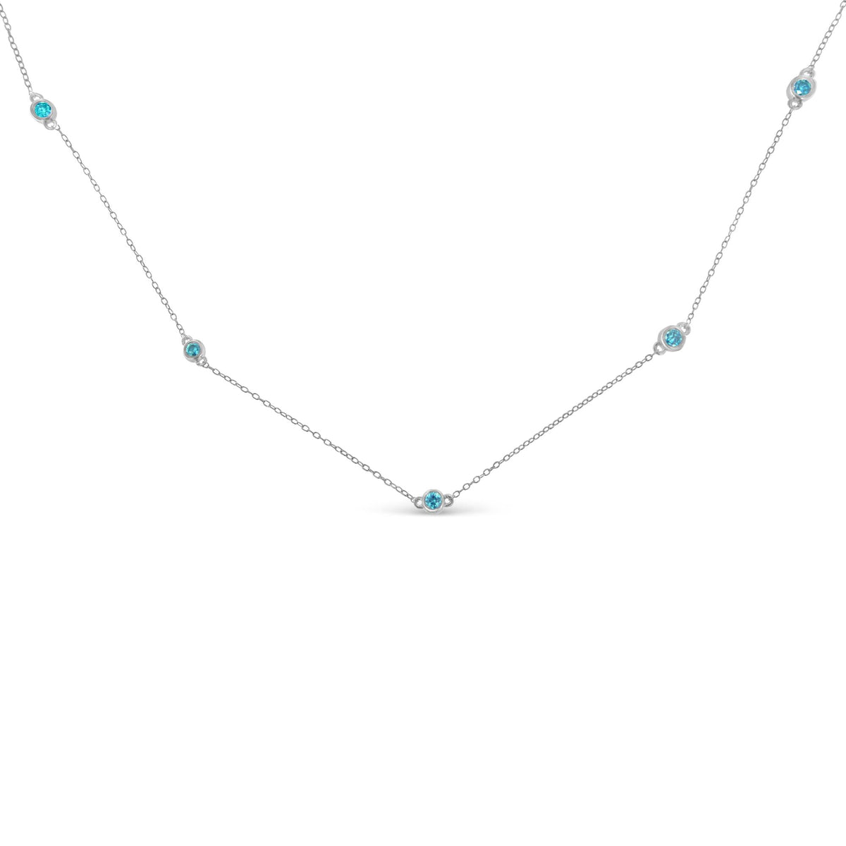 Sterling Silver Treated Diamond By Yard Necklace (1/2 cttw, Blue Color, I2-I3 Clarity) - JackiEaslick