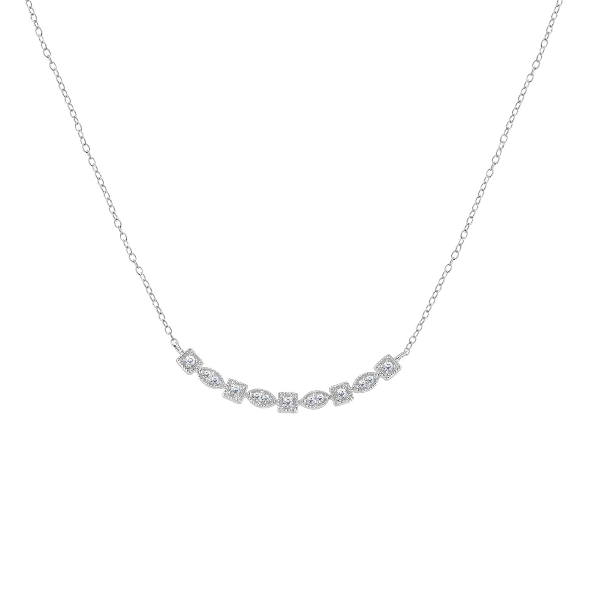 Sterling Silver Diamond Bar Mixed Shape Necklace (1/4 cttw, I-J Color, I2-I3 Clarity) - JackiEaslick