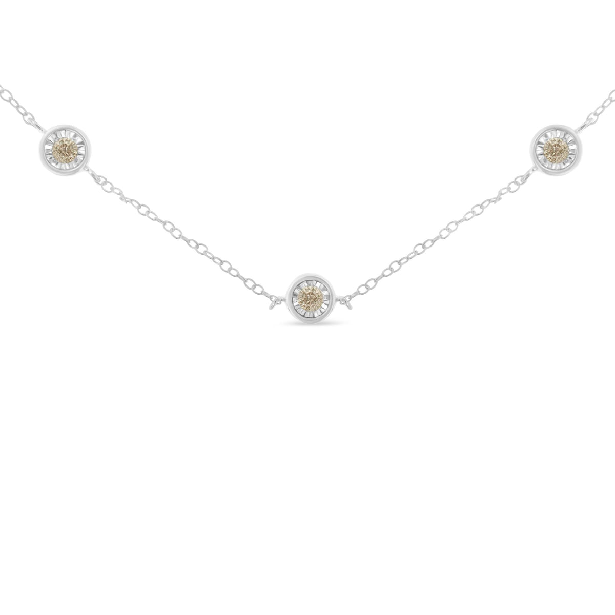 Sterling Silver Diamond Station Necklace (1/2 cttw, I-J Color, I1-I2 Clarity) - JackiEaslick