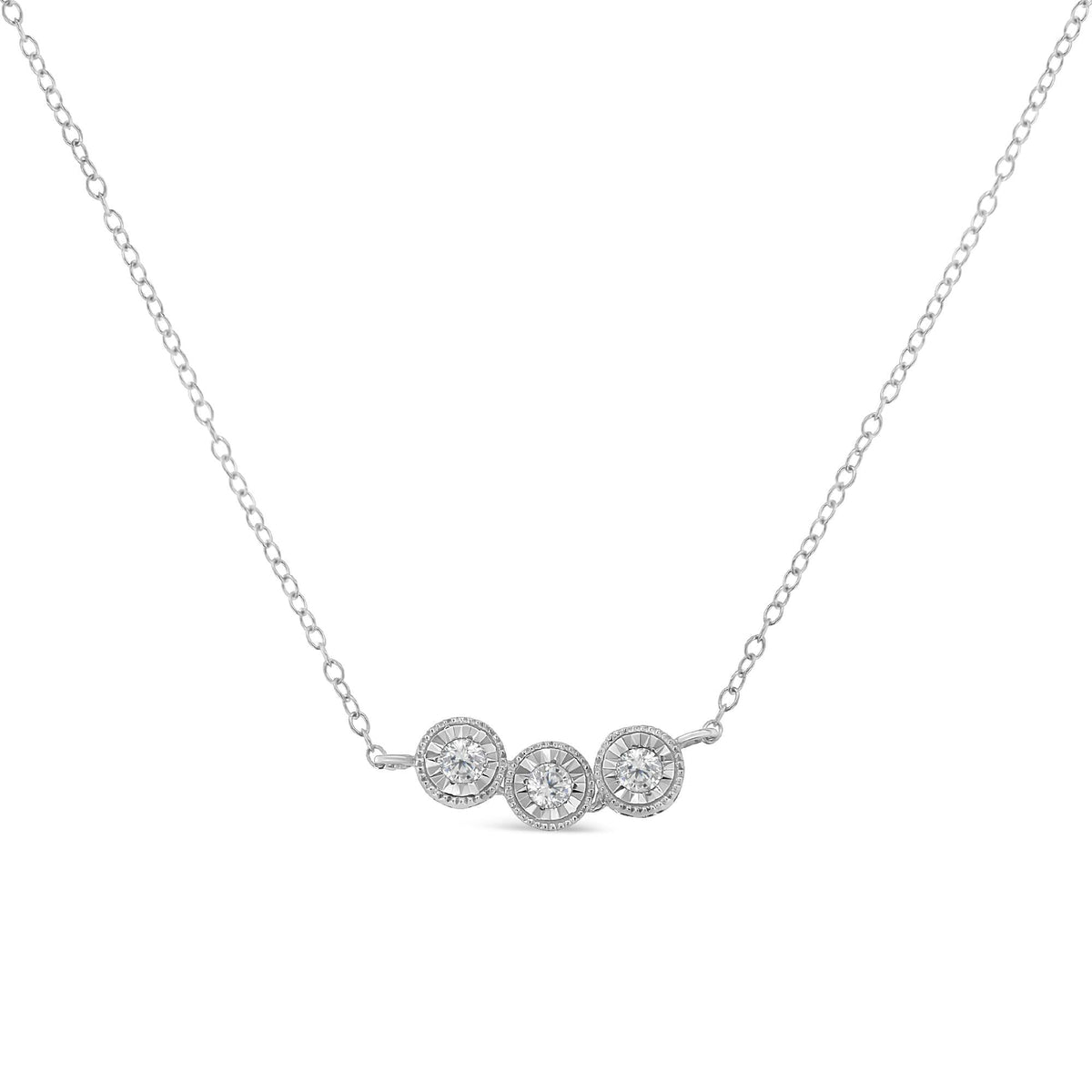 Sterling Silver Round Diamond Pendant Necklace (1/4 cttw, H-I Color, I2-I3 Clarity) - JackiEaslick