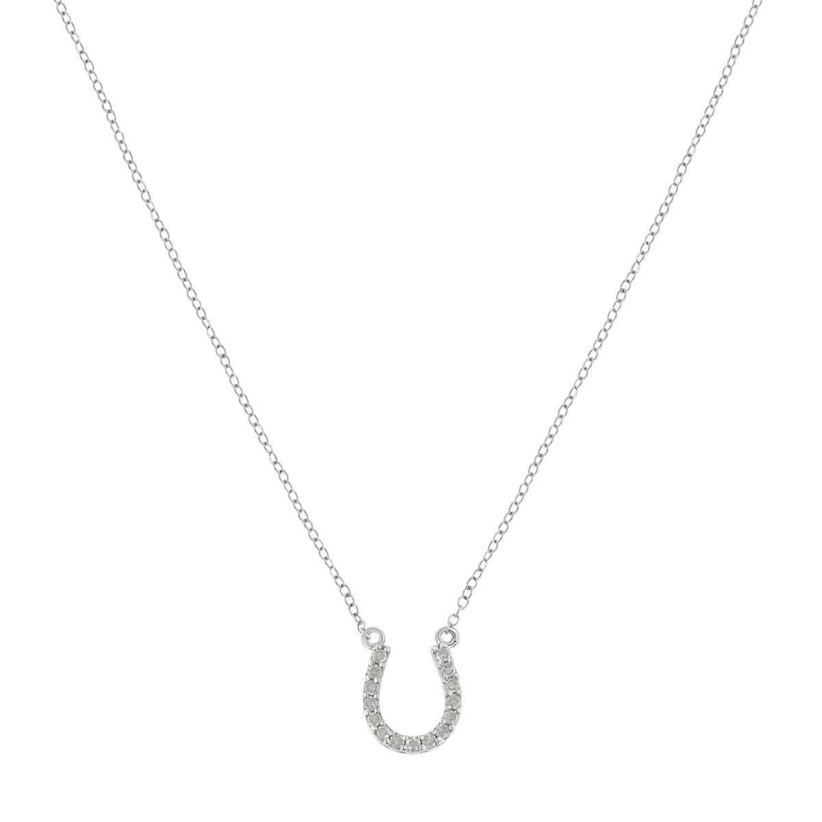 .925 Sterling Silver 1/4 cttw Diamond Horseshoe Necklace (I-J, I3) - JackiEaslick