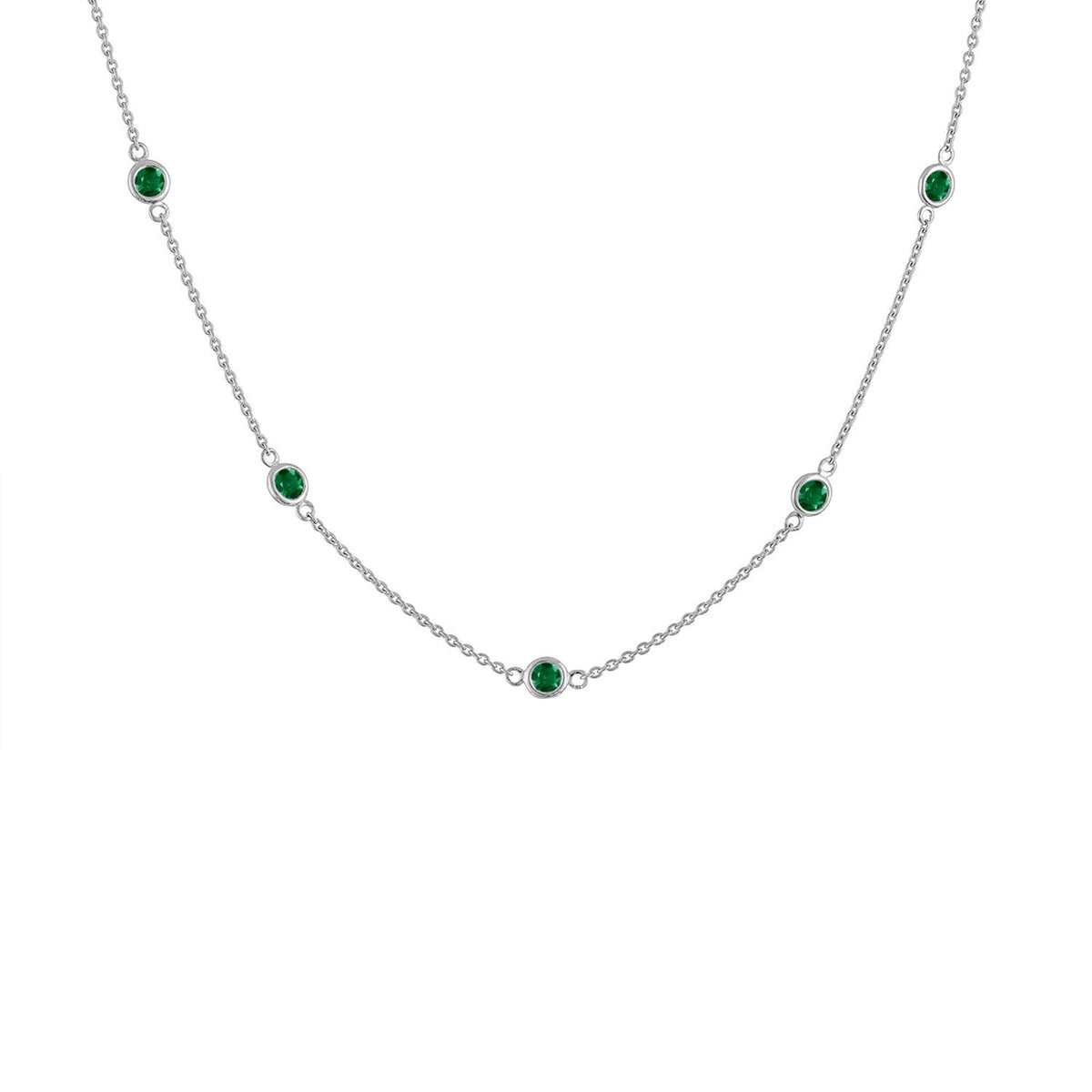 Sterling Silver Green Treated Diamond Station Necklace (1 cttw, Green Color, I1-I2 Clarity)