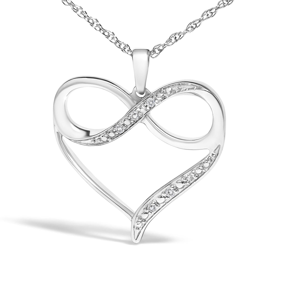.925 Sterling Silver Diamond Accent Infinity Heart Love Pendant Necklace (J-K Color, I2-I3 Clarity) - 18" Inches