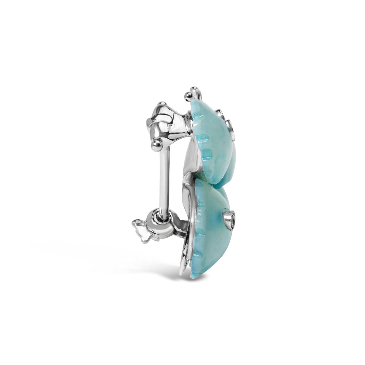 18K White Gold Blue Mother of Pearl and Diamond Accent Butterfly Pin Brooch (F-G Color, VS1-VS2 Clarity)