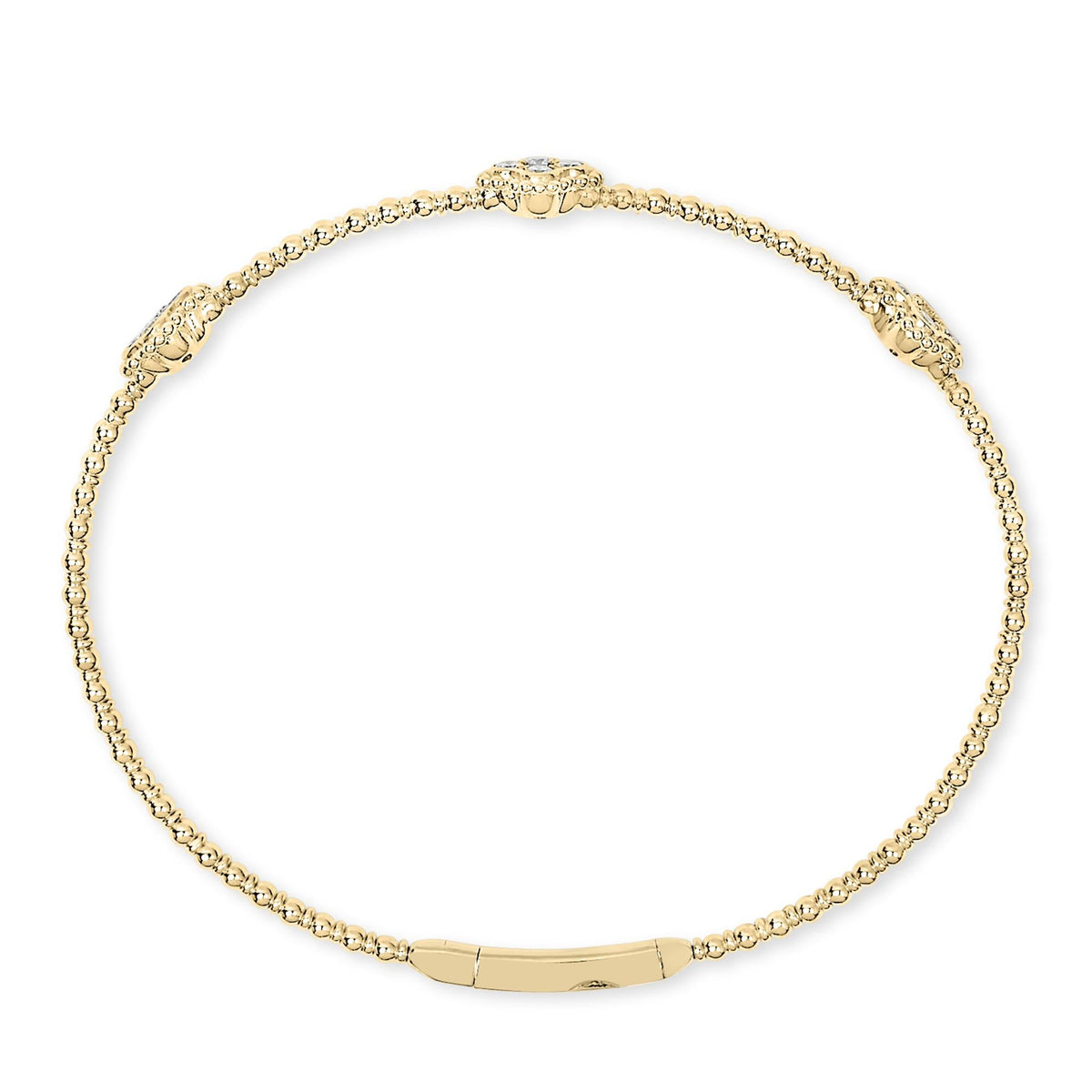 14K White Gold 1/2 Cttw Diamond Quatrefoil Clover Style Bangle Bracelet (G-H Color, SI1-SI2 Clarity) - 7.75 Inch