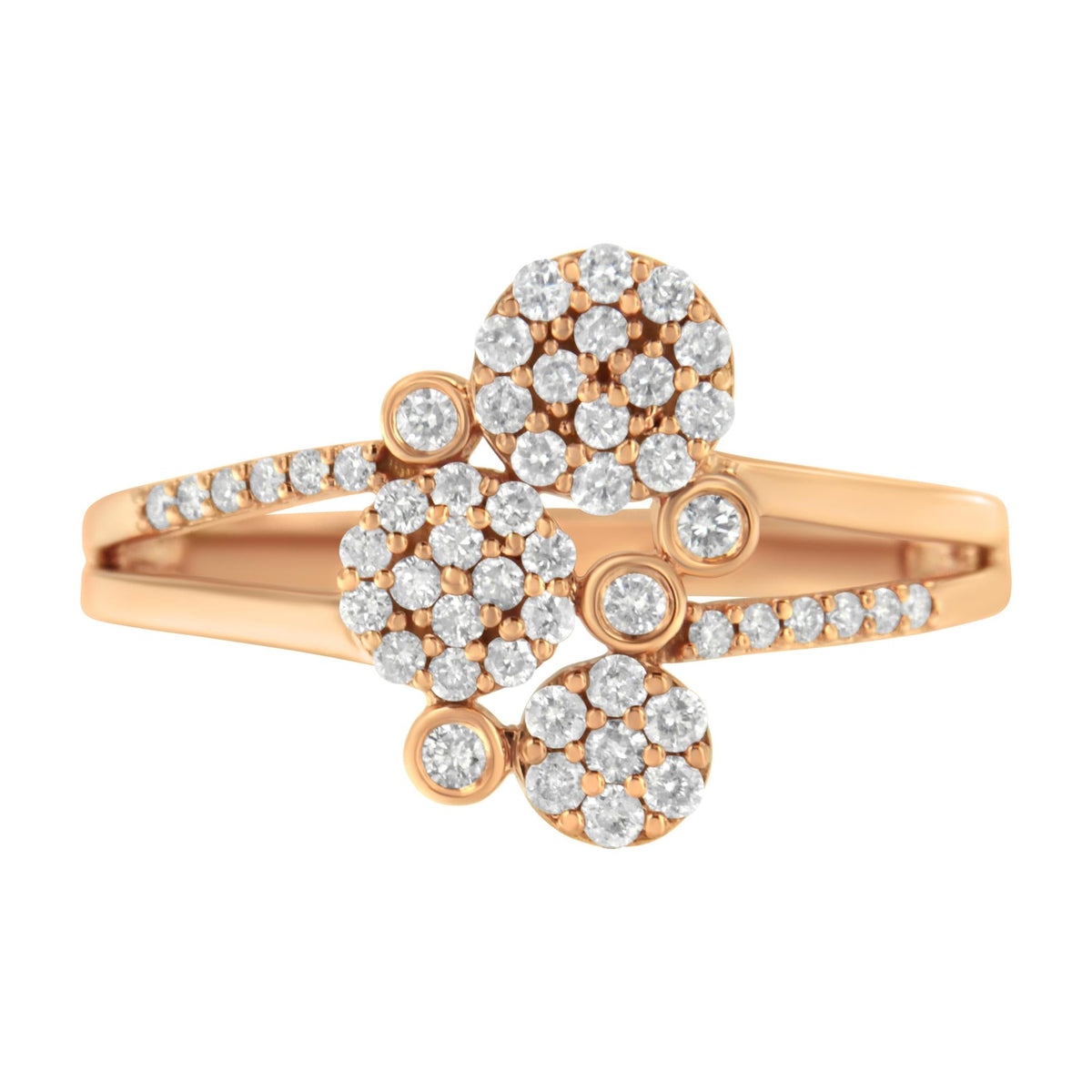 .925 Sterling Silver 1/2 Cttw Diamond Scatter Composite Bypass Ring (I-J Color, I1-I2 Clarity)