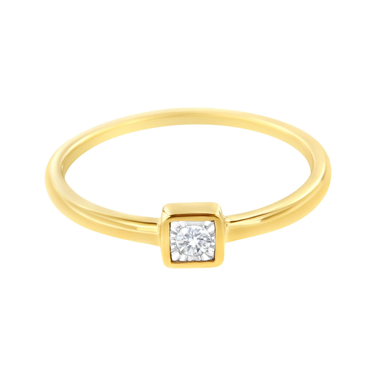 14K Yellow Gold Plated .925 Sterling Silver 1/20 cttw Miracle Set Diamond Promise Ring (J-K Color, I1-I2 Clarity) - JackiEaslick