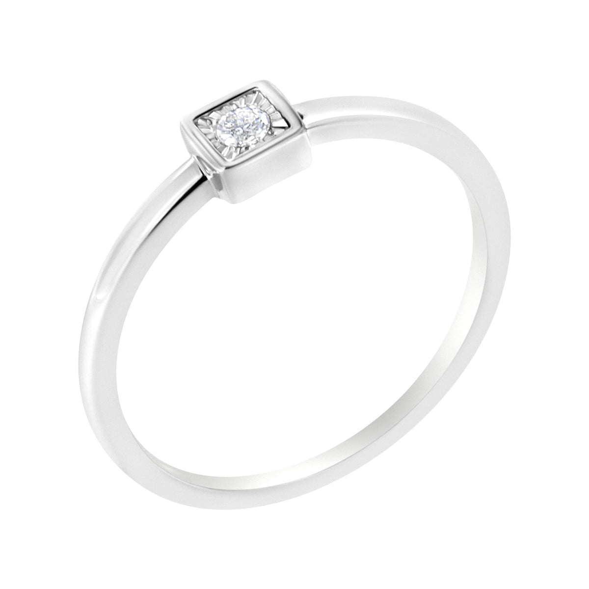 .925 Sterling Silver Miracle-Set Diamond Accent Cushion Shaped Promise Ring (J-K Color, I1-I2 Clarity) - JackiEaslick
