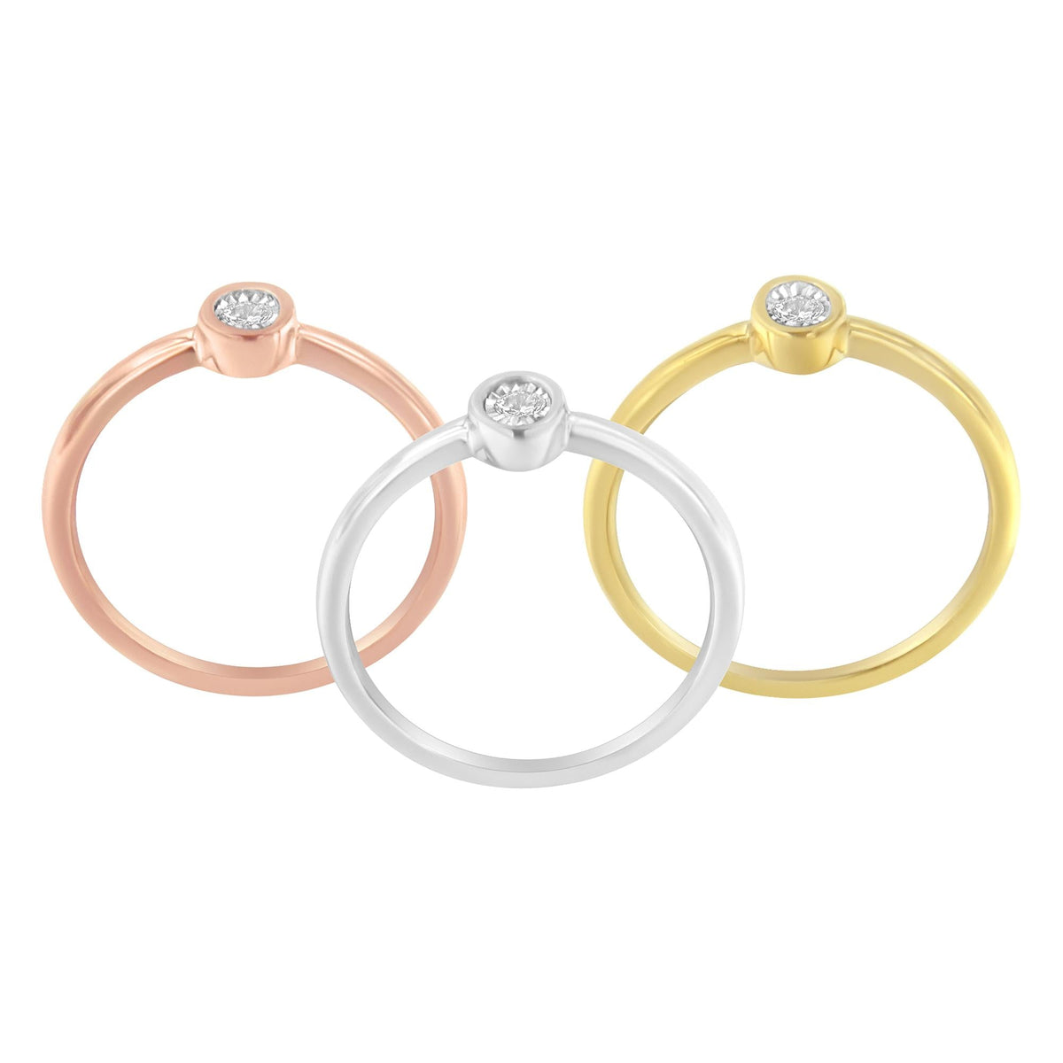 .925 Sterling Silver Diamond Oval Shaped Stackable Promise Ring Set (1/6 Cttw, J-K Color, I1-I2 Clarity) - JackiEaslick