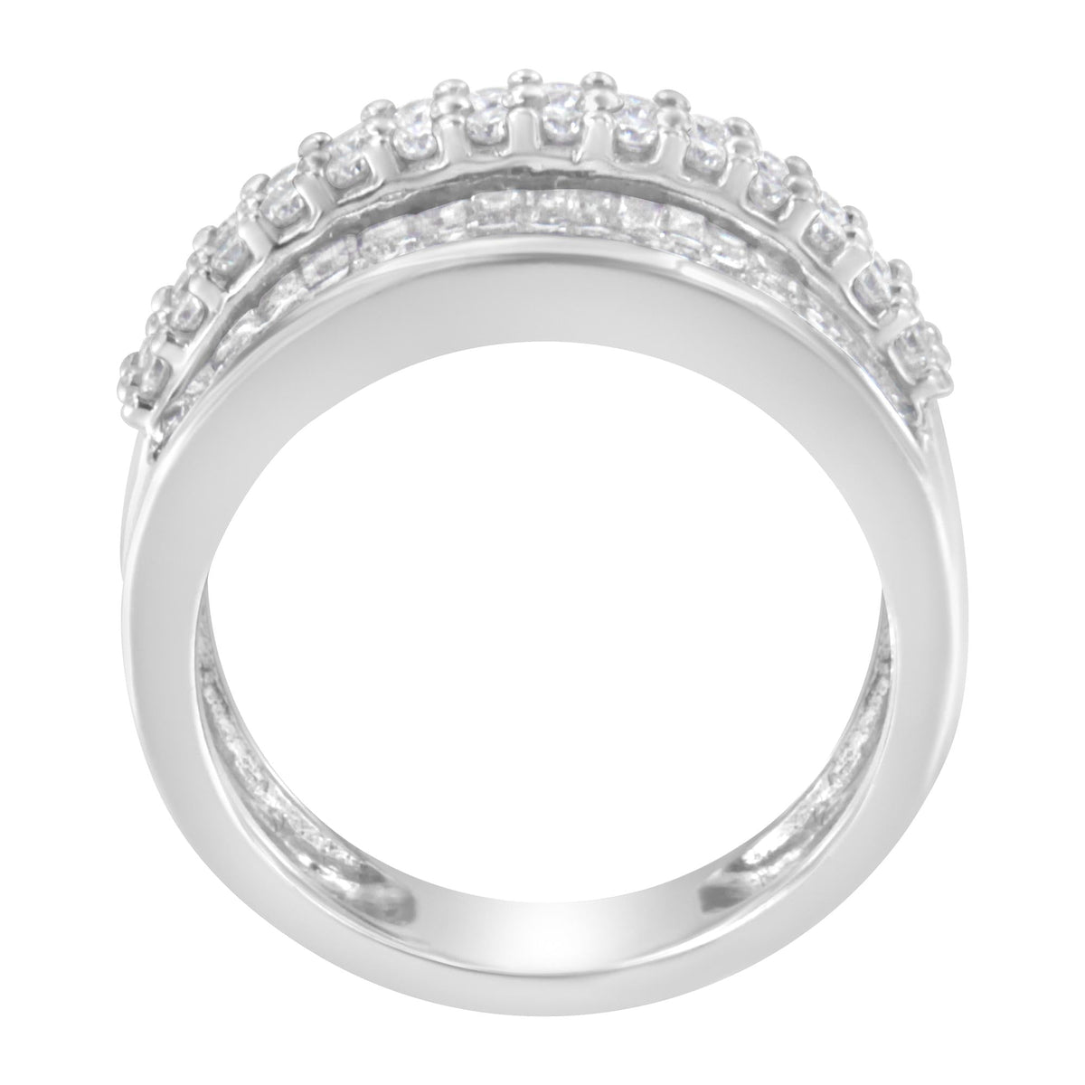 14K White Gold Round and Baguette Diamond Ring (1 1/2 Cttw, F-G Color, SI1-SI2 Clarity) - JackiEaslick