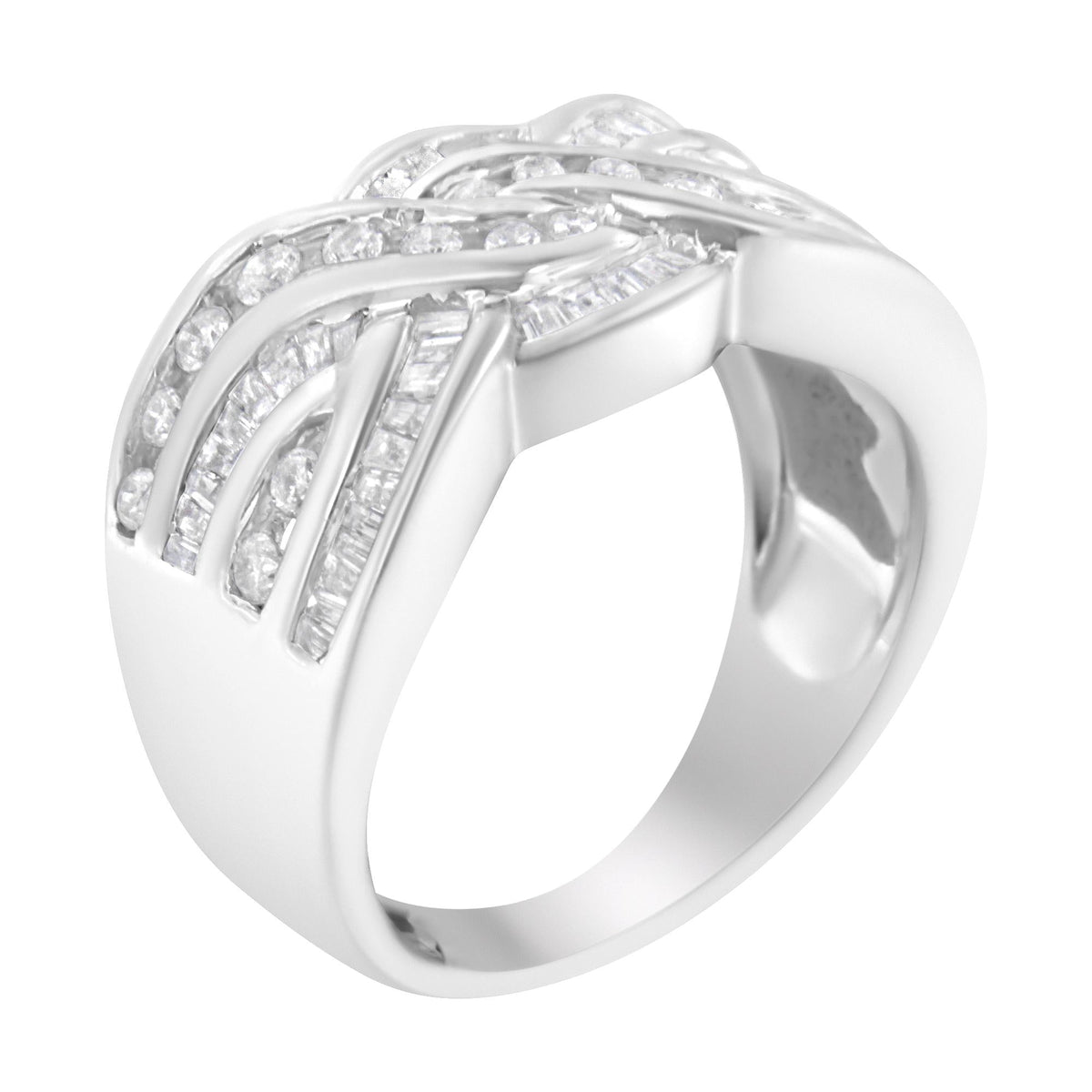 10K White Gold Diamond Bypass Ring (1 Cttw, H-I Color, I1-I2 Clarity) - JackiEaslick