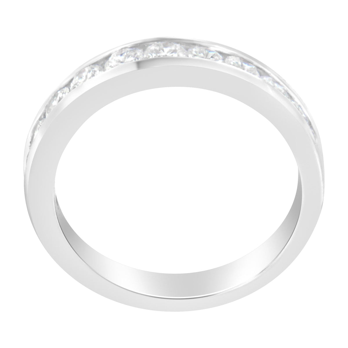 IGI Certified 1.0 Cttw Diamond 18K White Gold Channel-Set Half-Eternity Band Wedding Ring (E-F Color, I1-I2 Clarity) - JackiEaslick