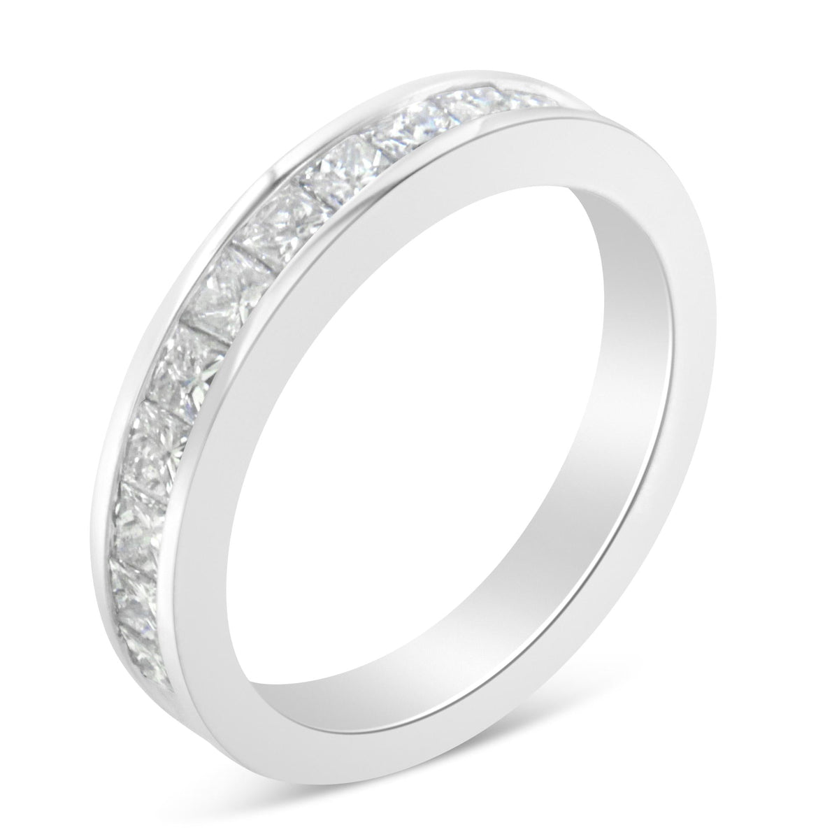 Women's 18K White Gold Princess Cut Diamond Band Ring (1 Cttw, G-H Color, SI1-SI2 Clarity) - JackiEaslick