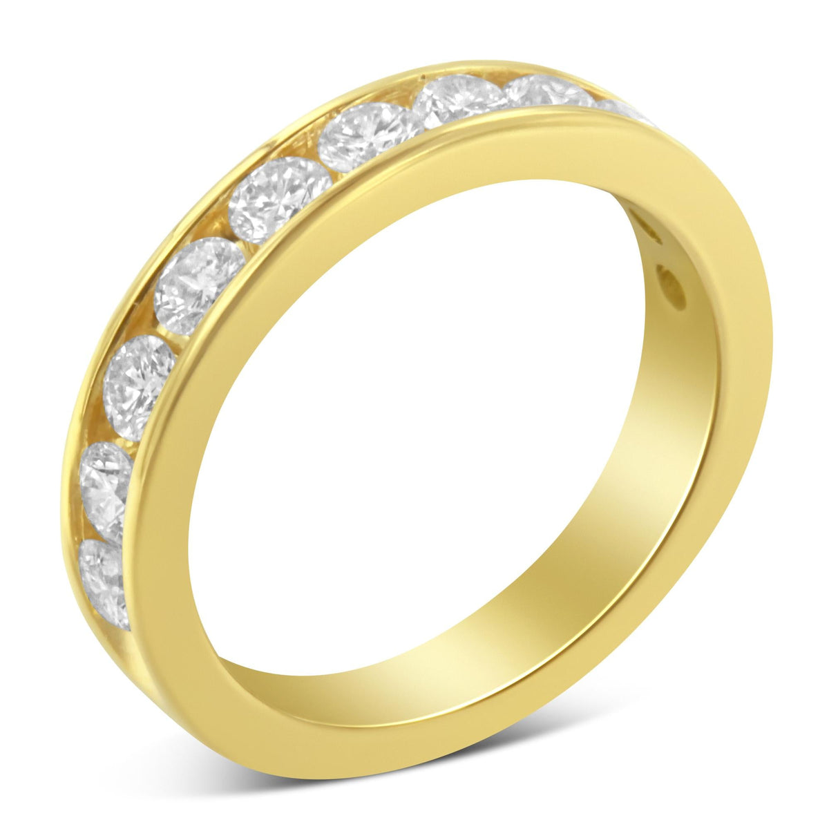 18K Yellow Gold Round Cut Diamond Band Ring (1 Cttw, H-I Color, SI2-I1 Clarity) - JackiEaslick