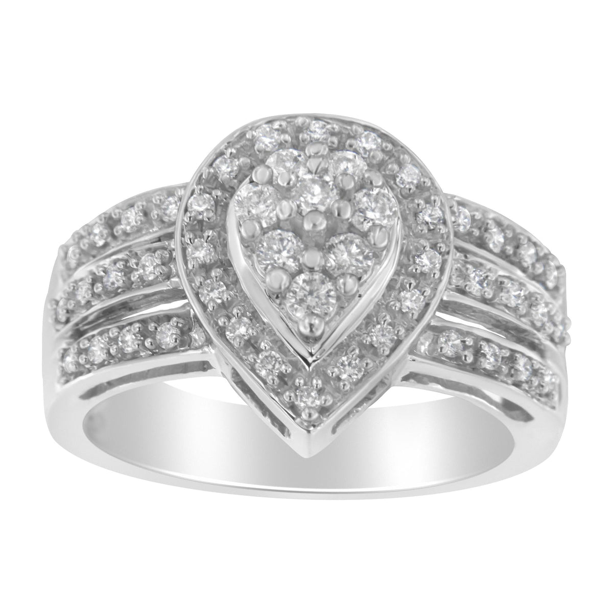 10K White Gold Diamond Cocktail Teardrop Ring (1/2 Cttw, H-I Color, SI2-I1 Clarity) - JackiEaslick