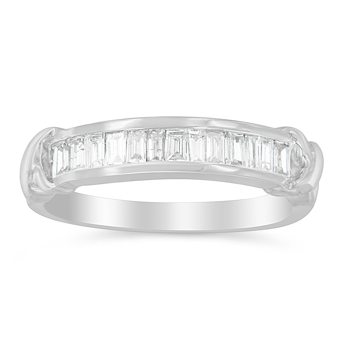 .925 Sterling Silver 1/2 Cttw Baguette Cut Diamond Channel Set X-Station Wedding Ring (H-I Color, I1-I2 Clarity) - JackiEaslick