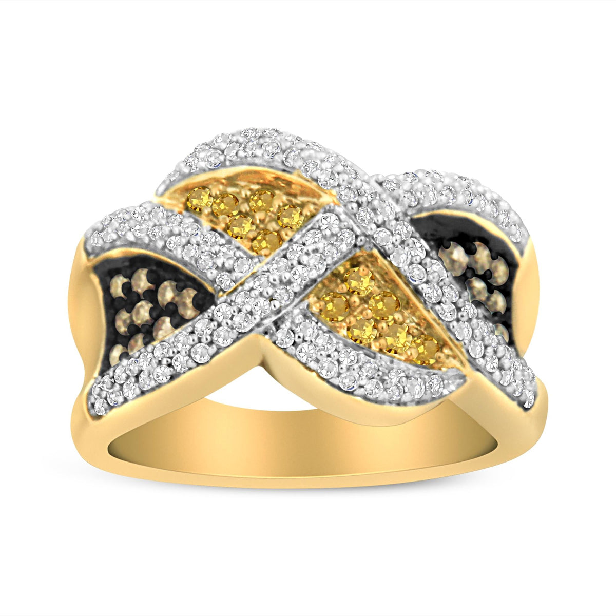 14K Yellow Gold 3/4 Cttw Champagne, Yellow and Round-Cut Diamond Ring (I-J Color, I2-I3 Clarity) - JackiEaslick