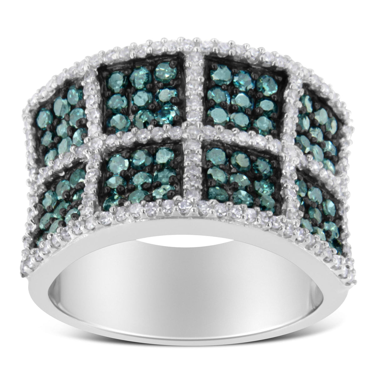 14K White Gold White and Treated Blue Diamond Cocktail Ring (1 1/2 Cttw, H-I Color, I1-I2 Clarity) - JackiEaslick
