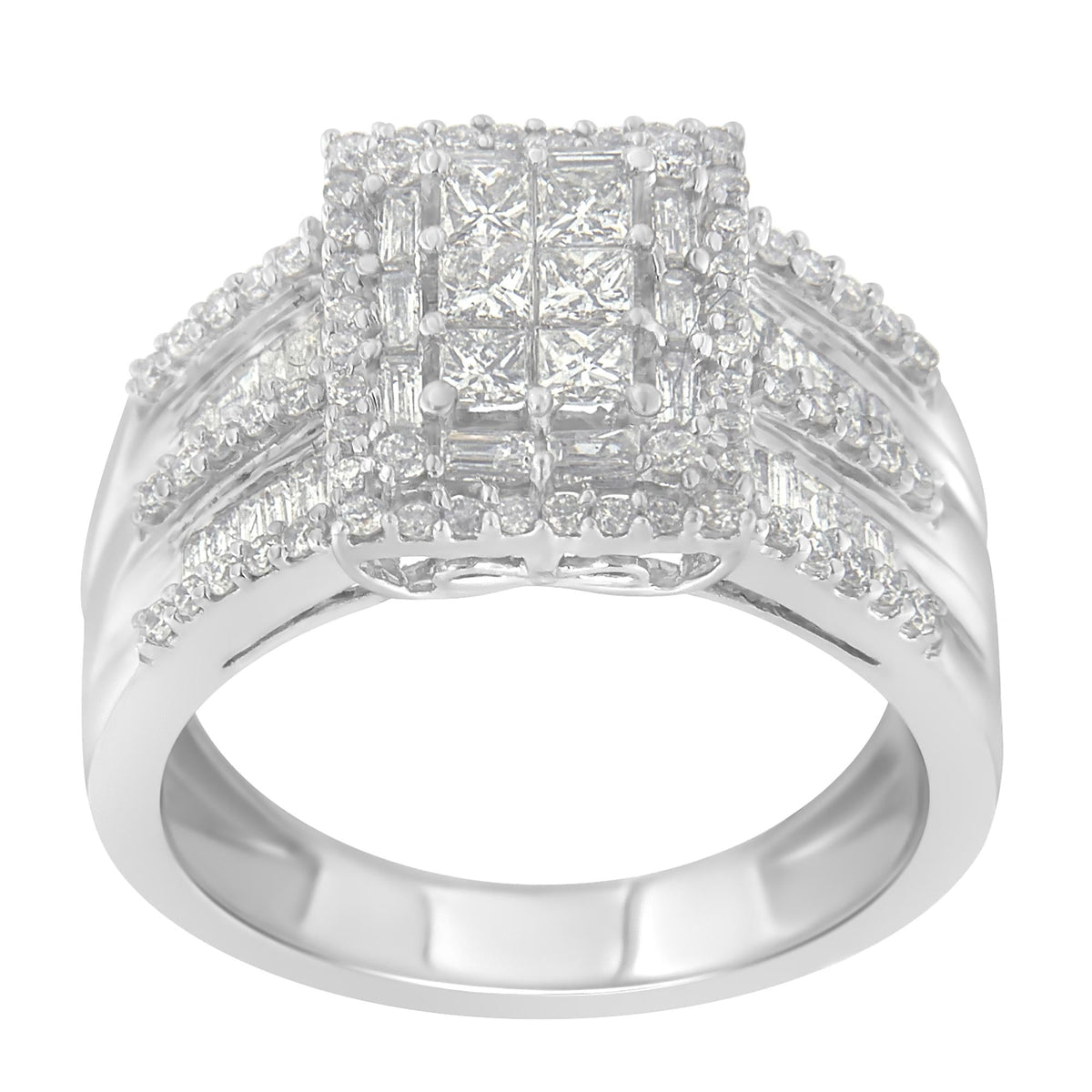 10K White Gold Diamond Cluster Ring (1 cttw, H-I Color, I1-I2 Clarity) - JackiEaslick