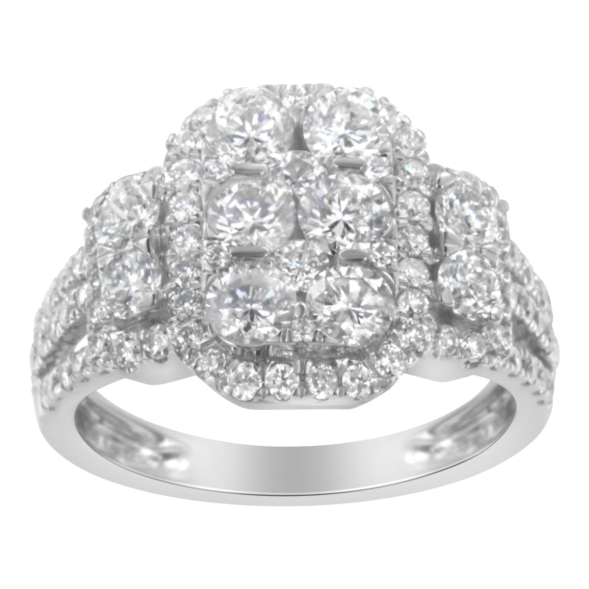 14K White Gold 2 1/4 Cttw Diamond Cocktail Cluster Ring (G-H Color, SI2-I1 Clarity) - JackiEaslick