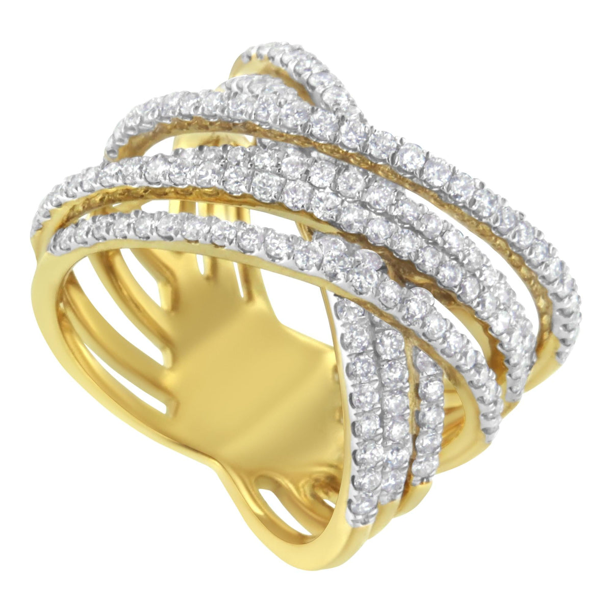 10KT Yellow Gold Diamond Bypass Ring (1 5/8 cttw, H-I Color, SI2-I1 Clarity) - JackiEaslick