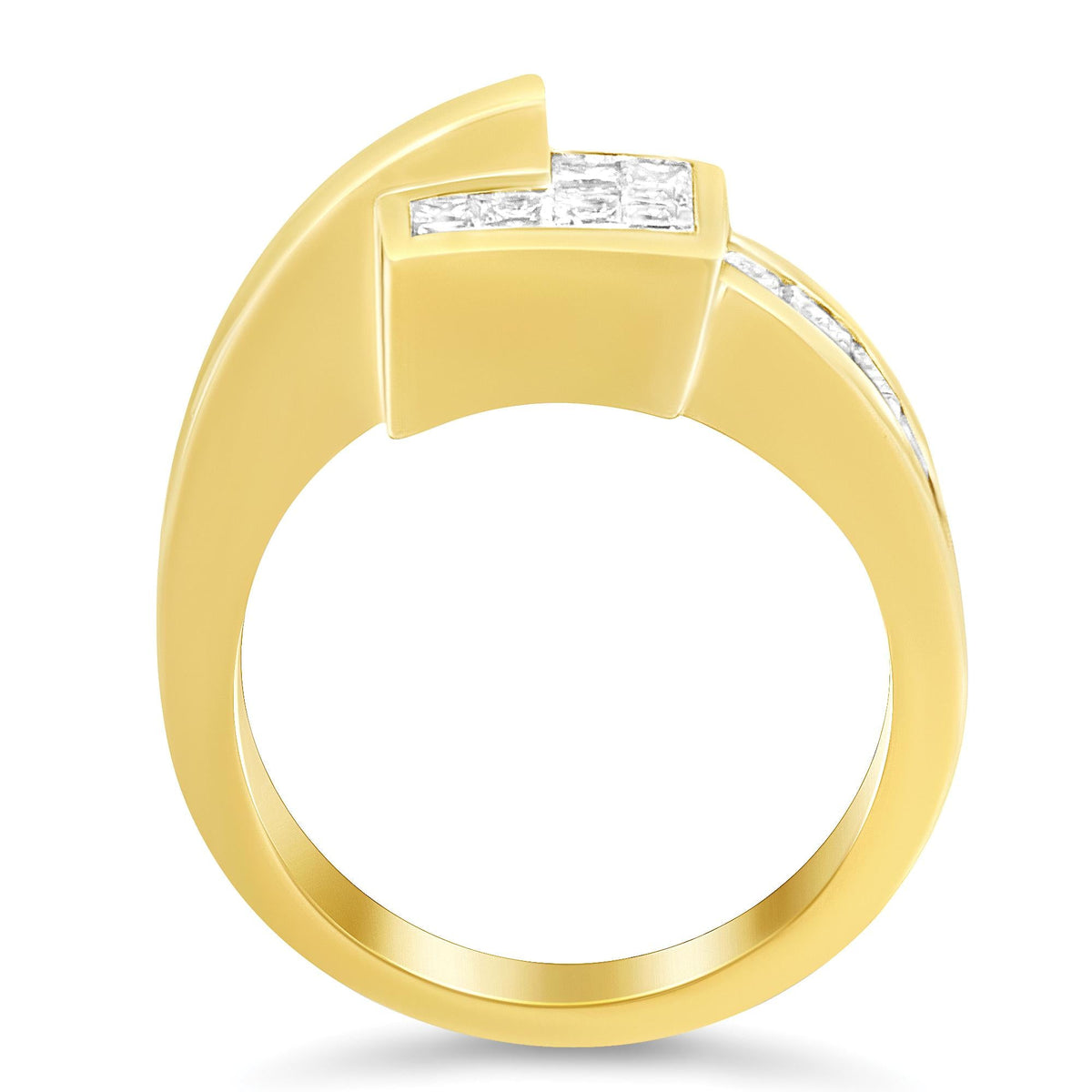 14K Gold 1 1/2 Cttw Channel-Set Princess and Baguette-Cut Diamond Bypass Ring Band (G-H Color, SI2-I1 Clarity) - JackiEaslick
