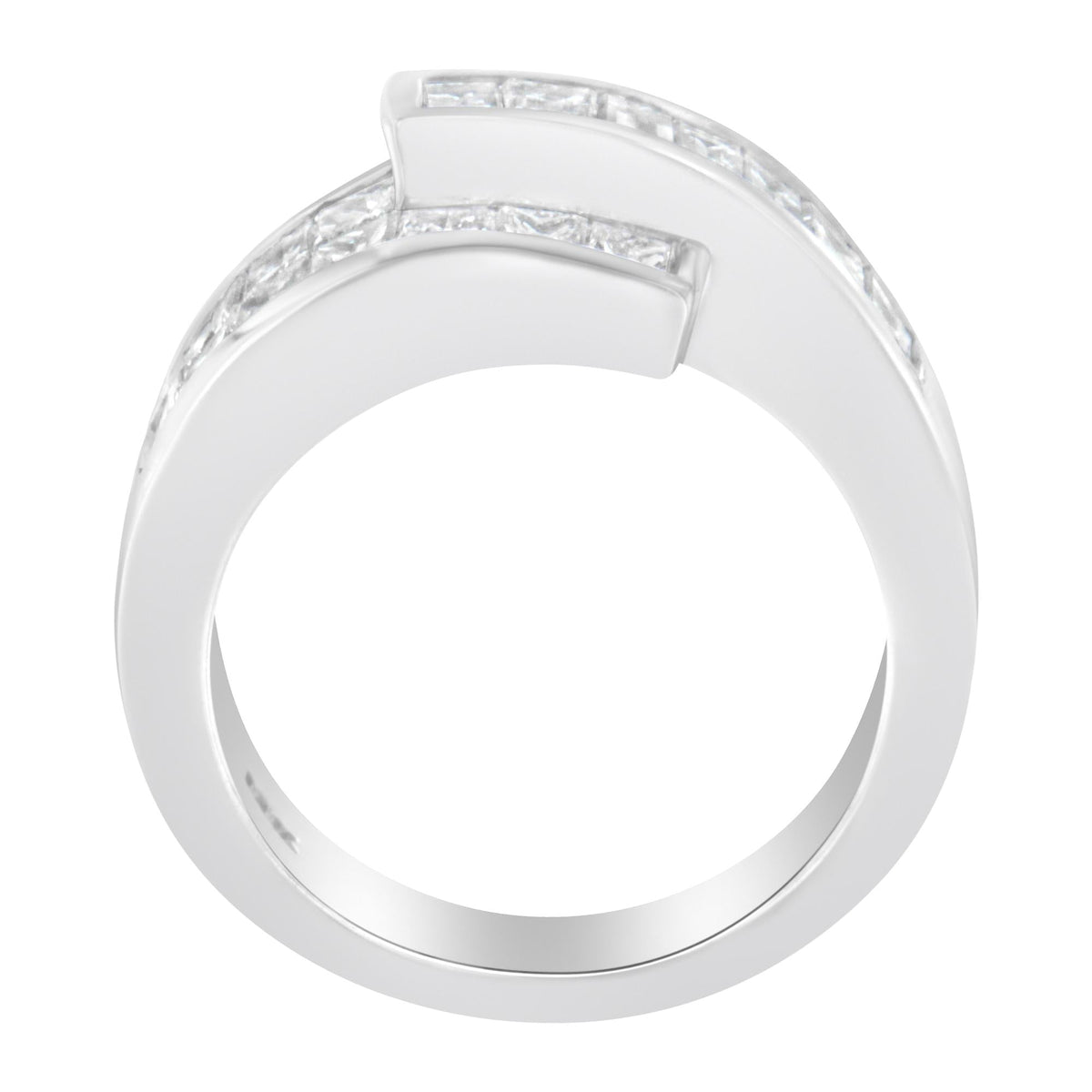 14K White Gold 2.0 Cttw Channel-Set Princess and Baguette-Cut Diamond Bypass Ring Band (G-H Color, SI1-SI2 Clarity) - JackiEaslick