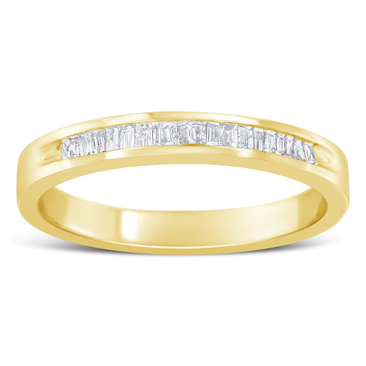 10K Yellow Gold over .925 Sterling Silver 1/5 Cttw Diamond Channel-Set Stackable Band Ring (H-I Color, I1-I2 Clarity) - JackiEaslick