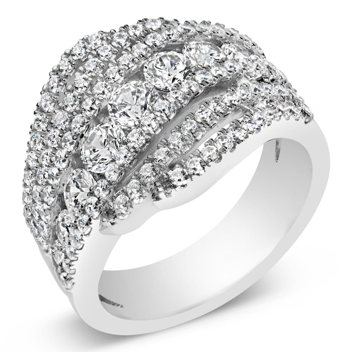 .925 Sterling Silver 2.00 Cttw Lab Grown Diamond Cluster Band Ring