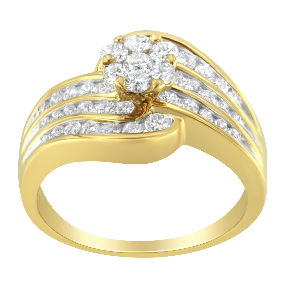 14K Yellow Gold Diamond Cocktail Bypass Ring (1 1/2 Cttw, H-I Color, SI2-I1 Clarity) - JackiEaslick