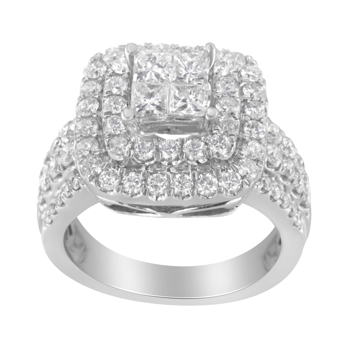 14KT White Gold Round and Princess Diamond Ring (2 1/4 cttw, H-I Color, SI1-SI2 Clarity) - JackiEaslick