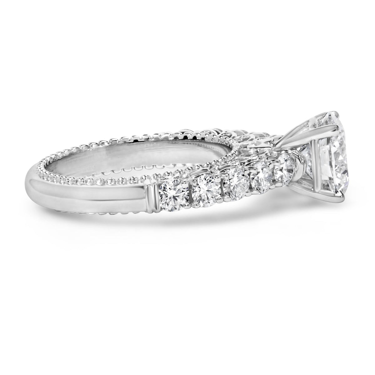 14K White Gold 3 1/5 Cttw Lab Grown Diamond Vintage Style Engagement Ring