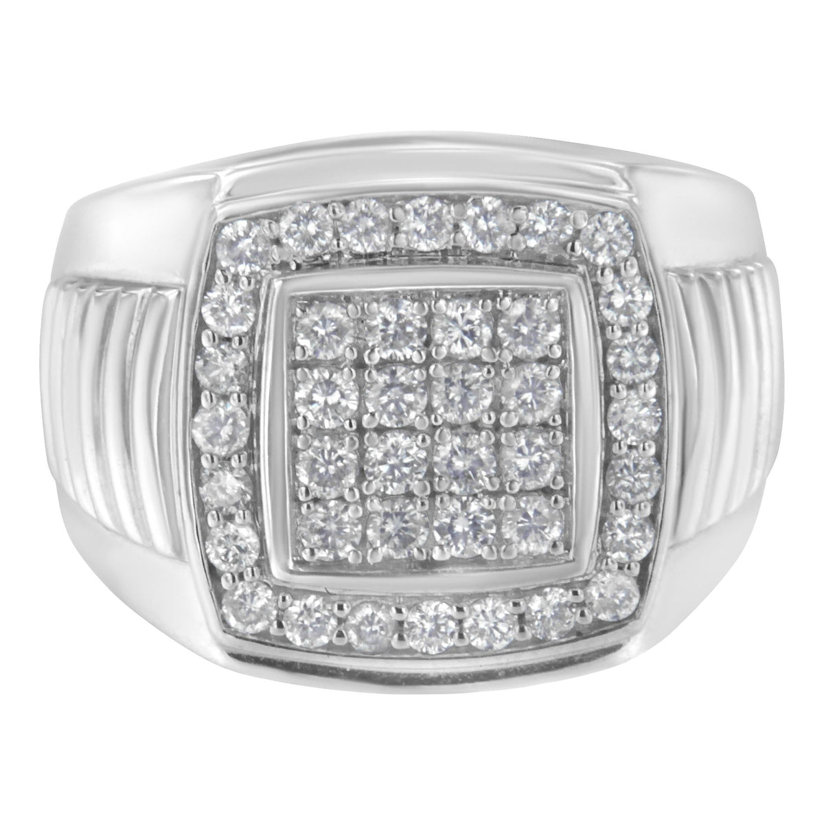 14K White Gold Men's Diamond Squared Band Ring (1 cttw, H-I Color, SI2-I1 Clarity) - JackiEaslick