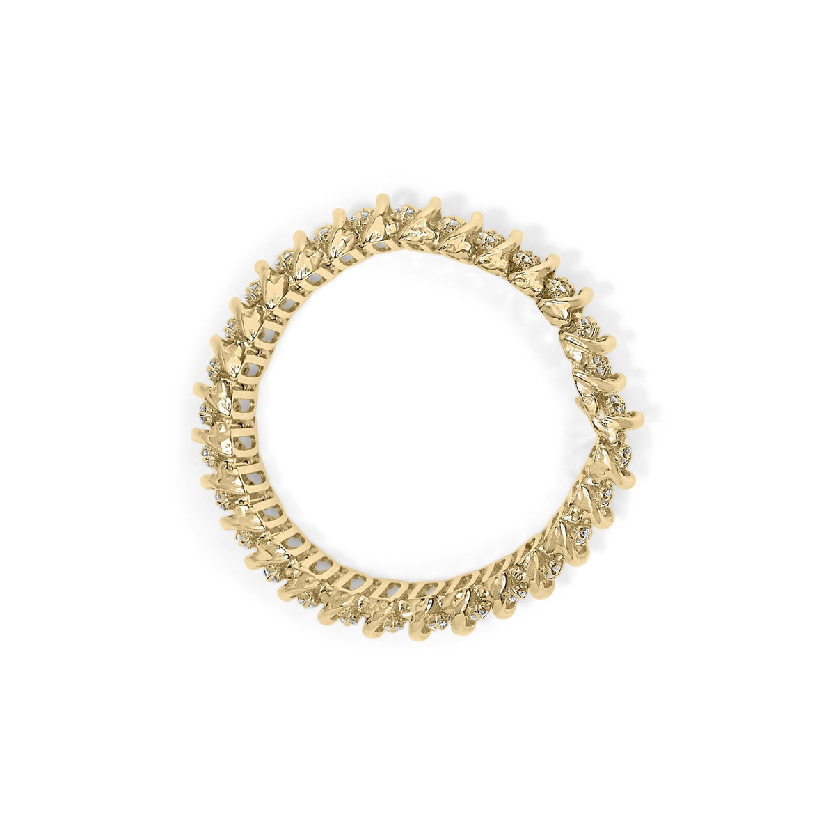 10K Yellow Gold 15.0 Cttw Diamond S Shaped Wave Link Two Tone 7” Tennis Bracelet (J-K Color, I2-I3 Clarity)