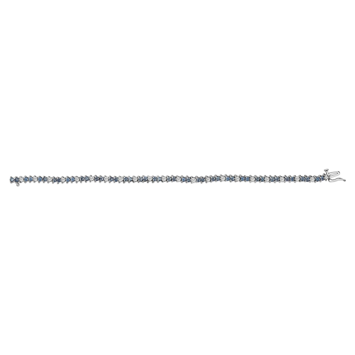 14K White Gold White And Treated Blue Diamond Bracelet (4 5/8 cttw, H-I Color, I1-I2 Clarity)