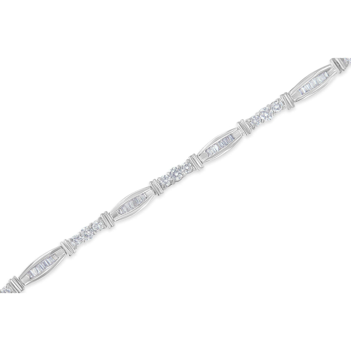 10K White Gold Geometric Pattern Diamond Tennis Bracelet (3 cttw, H-I Color, SI2-I1 Clarity) - JackiEaslick