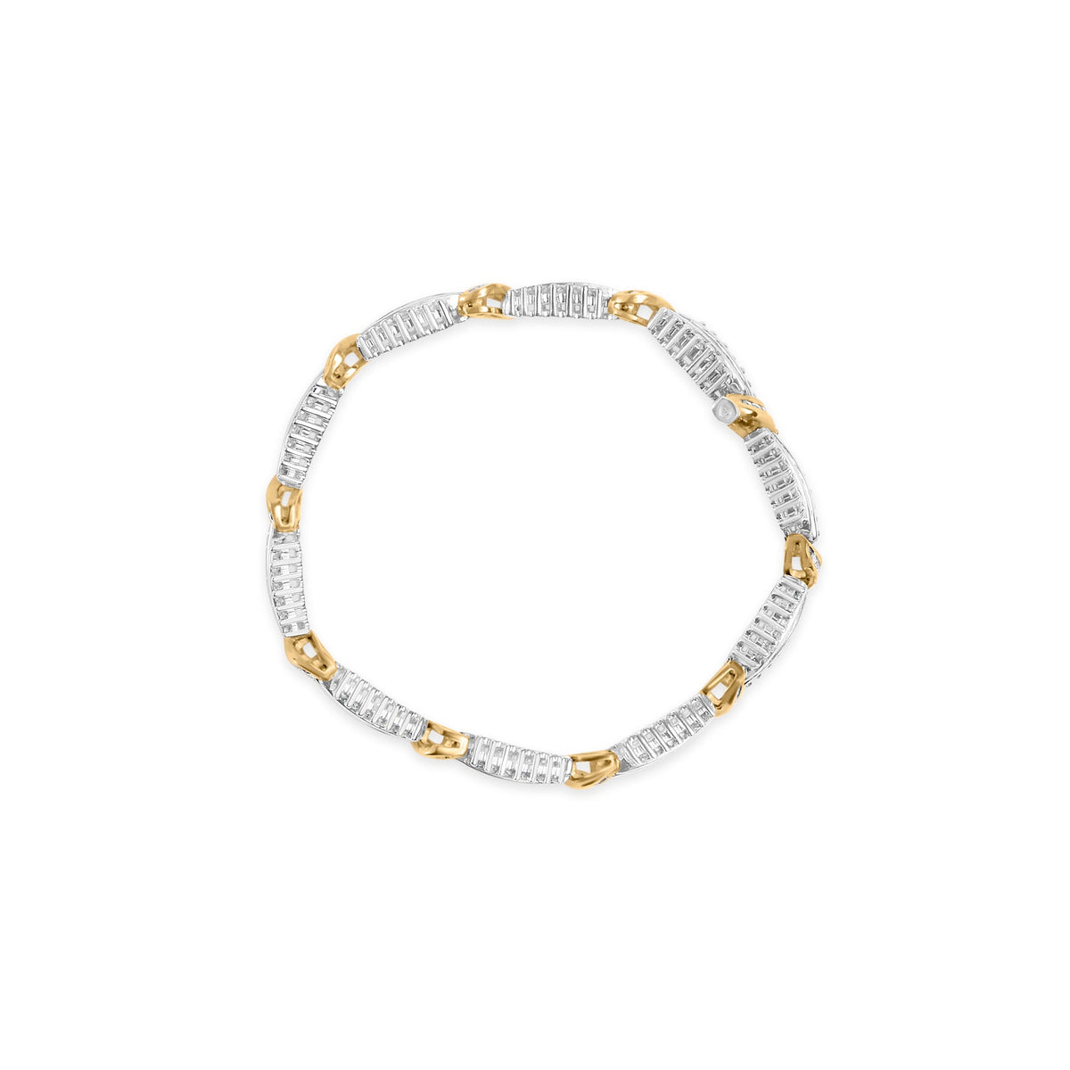 14K Two Tone Gold 3.00 Cttw Diamond Multi Row and S Link Bracelet (H-I Color, I1-I2 Clarity) - 7" Inches