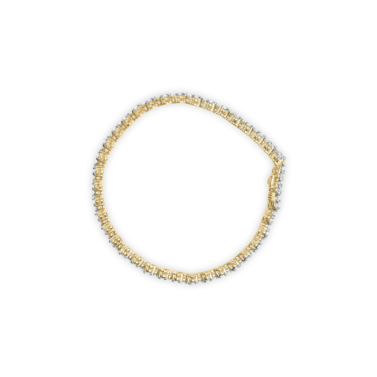 14k Yellow Gold 5.00 Cttw Diamond Three Stone Link Tennis Bracelet (I-J Color, SI2-I1 Clarity) - 7' Inches