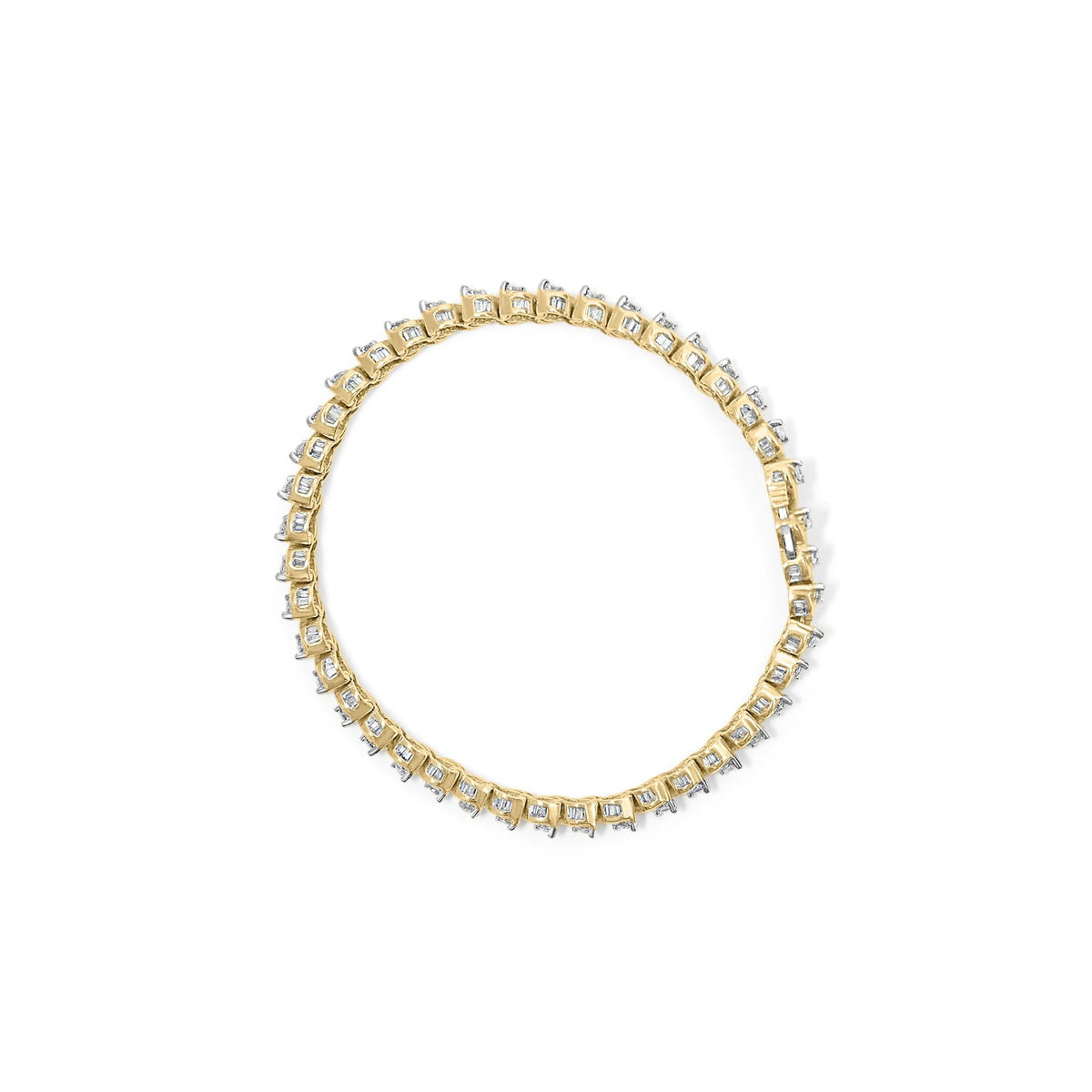 14K Yellow Gold 3 1/8 Cttw Diamond Swirl Link Bracelet (H-I Color, I1-I2 Clarity) - 7" Inches
