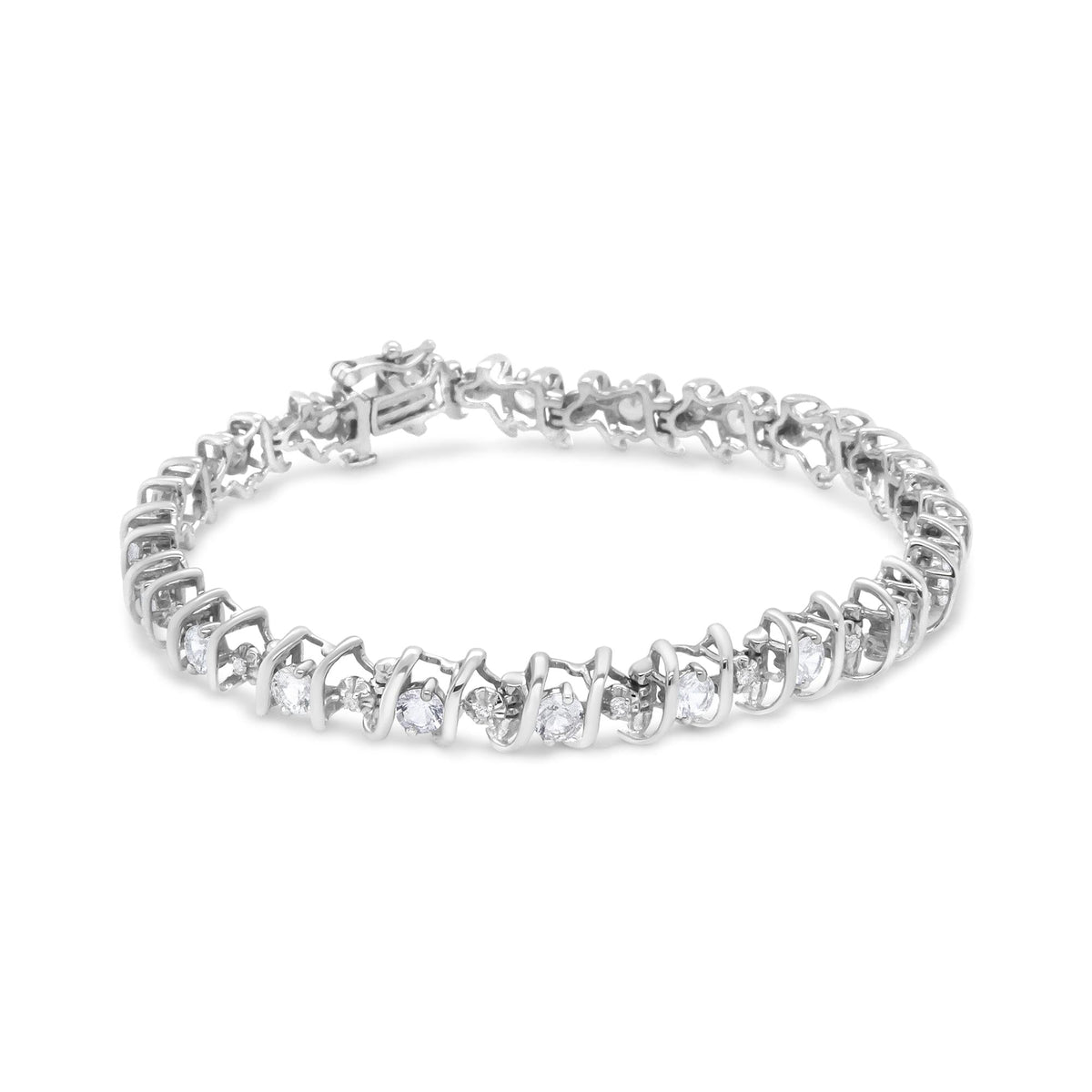 .925 Sterling Silver Lab-Grown Birthstone and 1/6 Cttw Round Diamond Tennis Bracelet (H-I Color, I1-I2 Clarity) - JackiEaslick