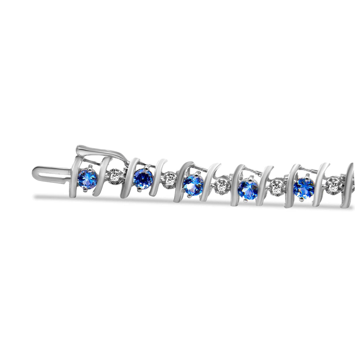 .925 Sterling Silver Lab-Grown Birthstone and 1/6 Cttw Round Diamond Tennis Bracelet (H-I Color, I1-I2 Clarity) - JackiEaslick