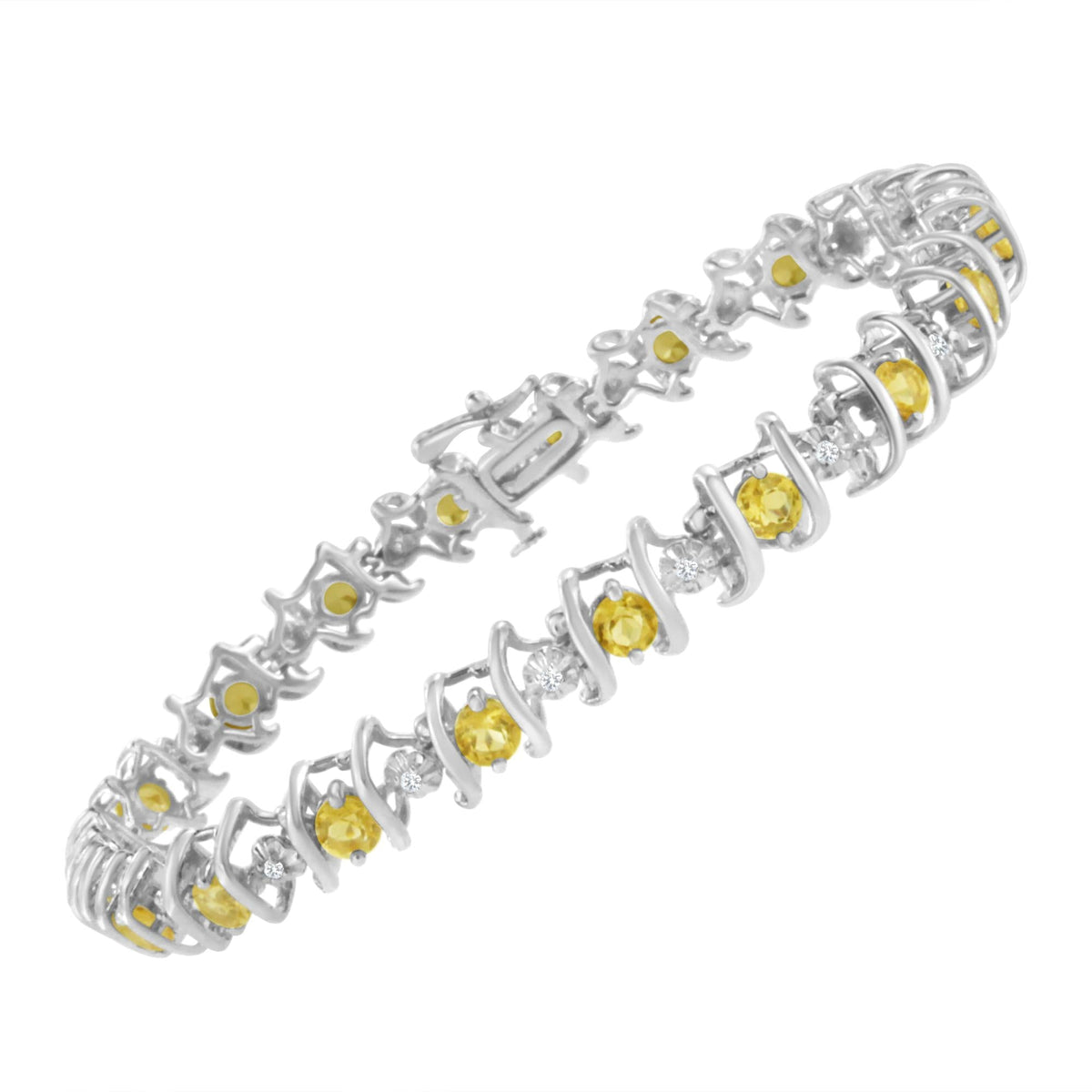 .925 Sterling Silver Lab-Grown Birthstone and 1/6 Cttw Round Diamond Tennis Bracelet (H-I Color, I1-I2 Clarity) - JackiEaslick