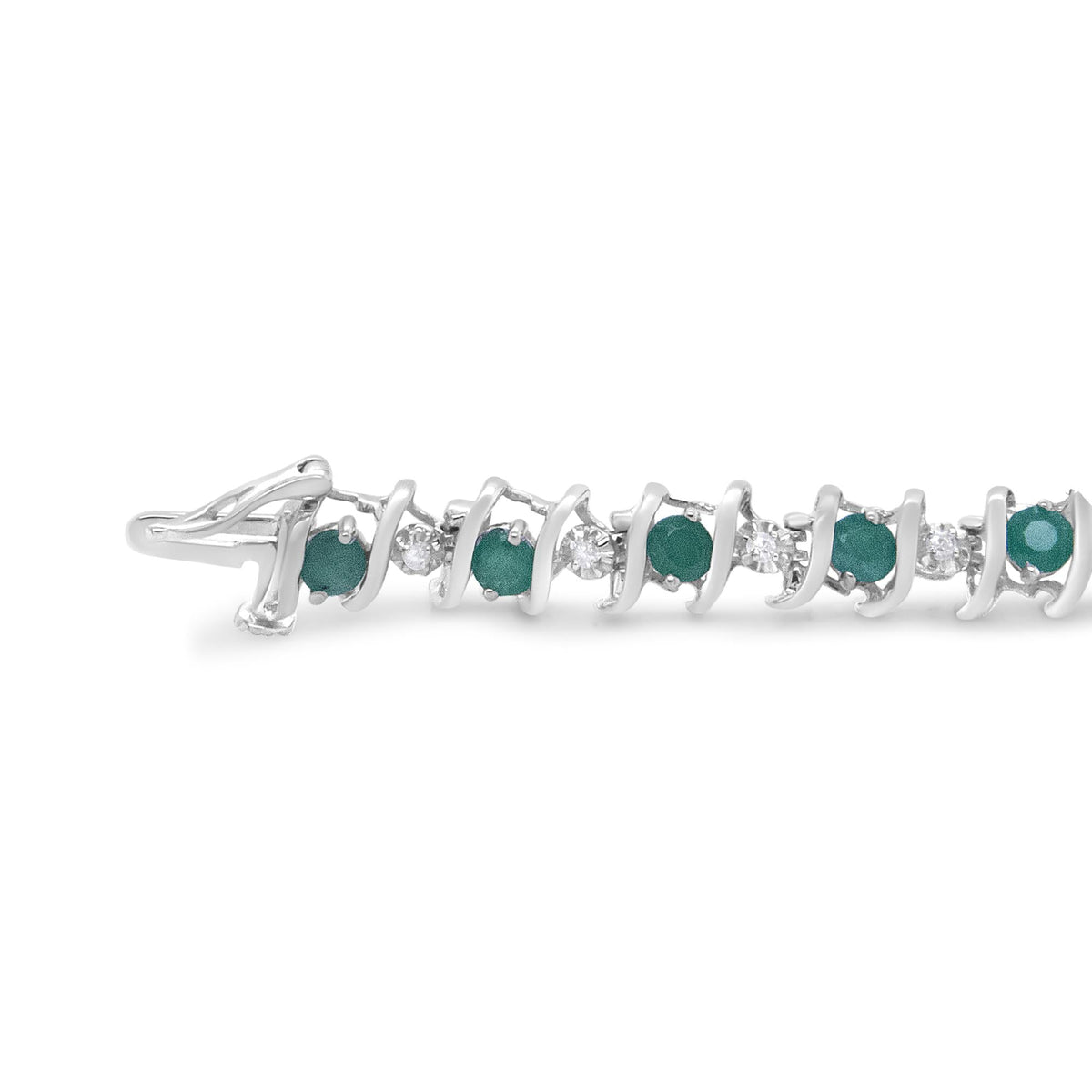 .925 Sterling Silver Lab-Grown Birthstone and 1/6 Cttw Round Diamond Tennis Bracelet (H-I Color, I1-I2 Clarity) - JackiEaslick