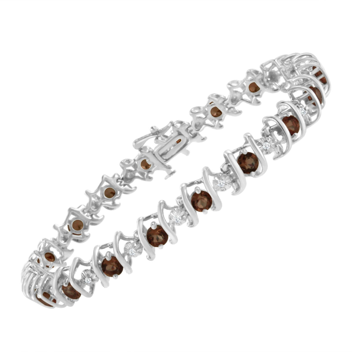 .925 Sterling Silver Lab-Grown Birthstone and 1/6 Cttw Round Diamond Tennis Bracelet (H-I Color, I1-I2 Clarity) - JackiEaslick