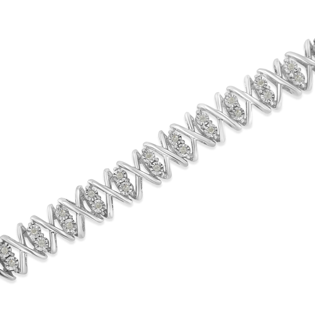 Sterling Silver rose-cut Diamond X-Link Bracelet (1 cttw, I-J Color, I2-I3 Clarity) - JackiEaslick