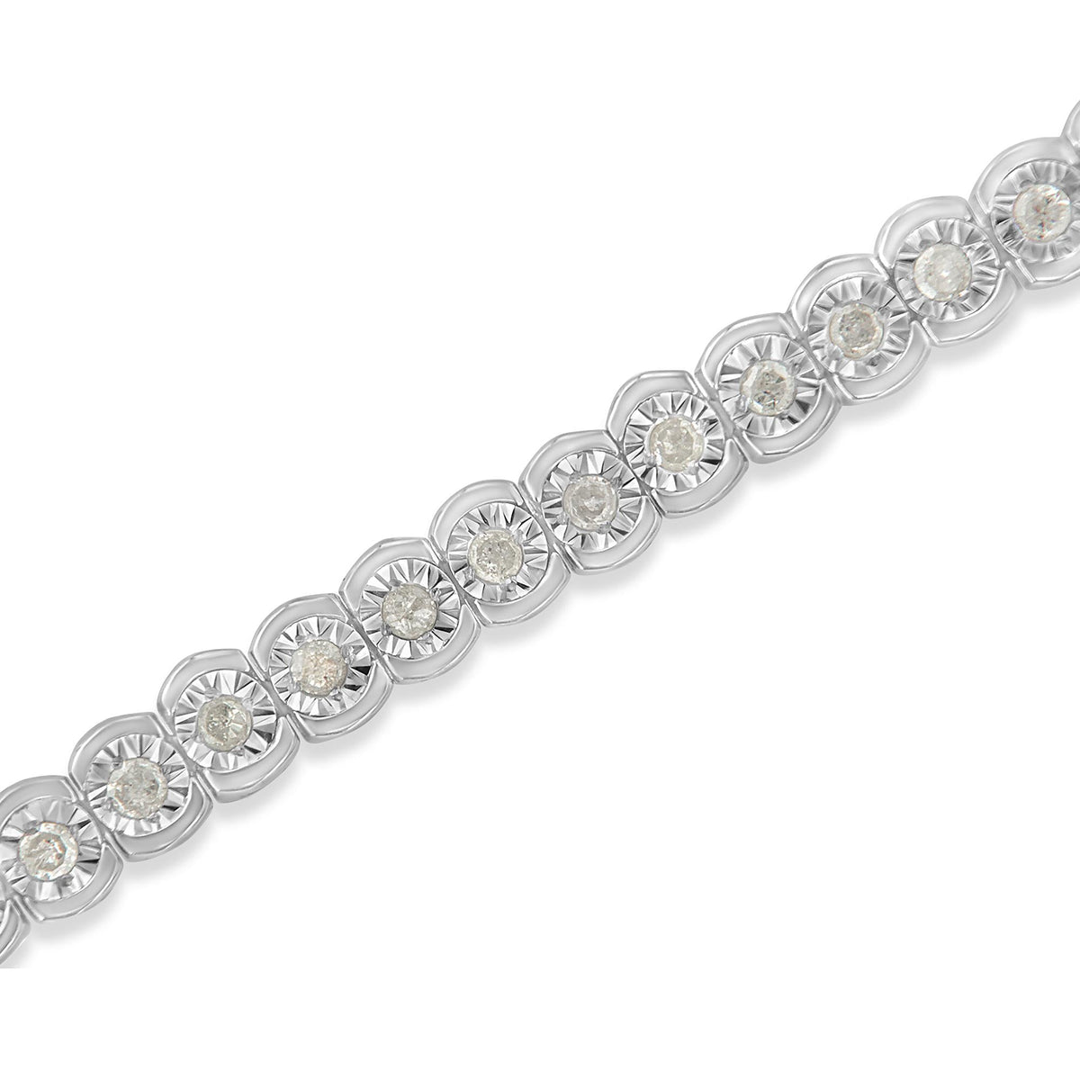 .925 Sterling Silver 1.0 Cttw Diamond Miracle-Set Cut-Circle 7" Tennis Bracelet (I-J Color, I2-I3 Clarity)